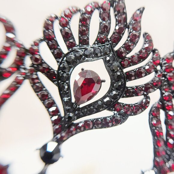 Red Crystal Crown, Peacock Crown, black crown Tiara, Homecoming Prom Headpiece main image 7